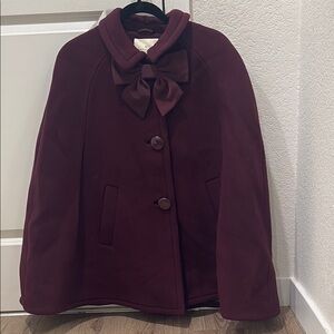 Elegant Kate Spade Burgundy Cape with Bow